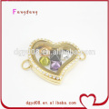 24K oro acero inoxidable corazón Guardapelo pulsera